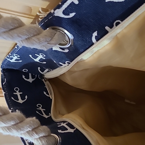 Canvas large beach bag with anchors - Picture 5 of 5